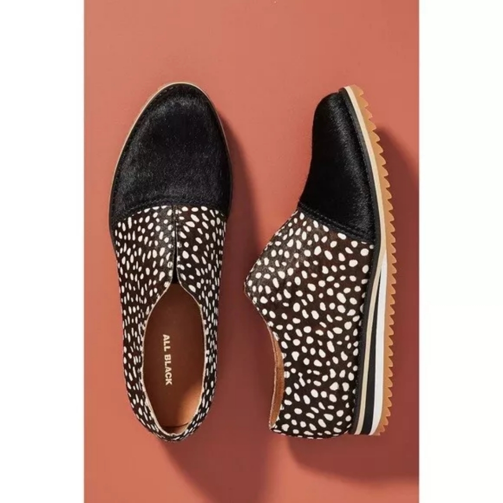 ALL BLACK spotted calf fur shoes